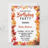 Invitation Watercolor Fall Leaves Automne Anniversaire Fête (Devant)