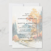 Invitation Watercolor Fall Mountain Mariage forestier (Devant)