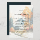 Invitation Watercolor Fall Mountain Mariage forestier (Devant / Derrière)