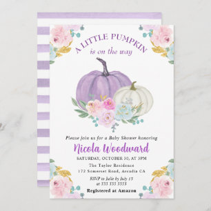 Invitation Watercolor Fall Pastel Couleur Baby shower Citroui