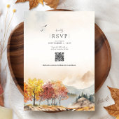 Invitation Watercolor Fall Trees Mountain Autumn Boho Wedding