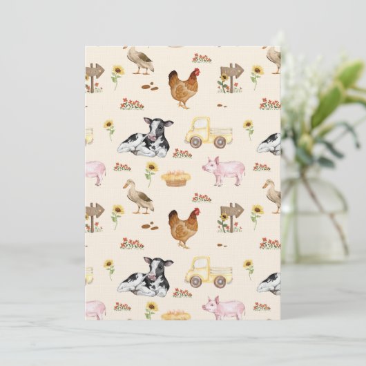 Invitation Watercolor Farm Scene Seamless Pattern (Debout devant)