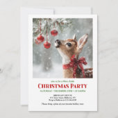 Invitation Watercolor fawn snowy forest serene winter Xmas (Devant)