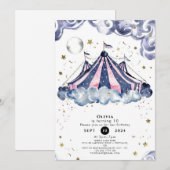 Invitation Watercolor Festival Circus Anniversaire (Devant / Derrière)