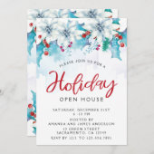 Invitation Watercolor Festive Holiday Open House (Devant / Derrière)