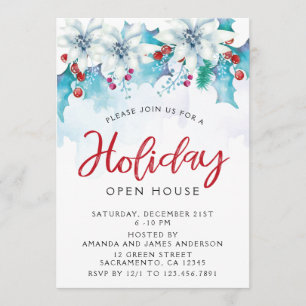 Invitation Watercolor Festive Holiday Open House