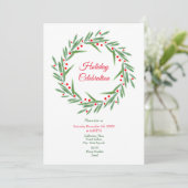 Invitation Watercolor Feuilles et Berries Wreath (Debout devant)