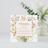 Invitation Watercolor Fleur sauvage 50e fête d'anniversaire (Debout devant)