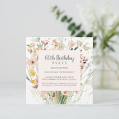 Invitation Watercolor Fleur sauvage 60e fête d'anniversaire (Debout devant)