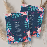 Invitation Watercolor Floral 30th Birthday Party Menu Marine<br><div class="desc">Célébrez en style avec notre menu lumineux et audacieux 30th Birthday Party. Tourner trente avec notre étonnant menu floral aquarelle en bleu et rose. Commandez maintenant et faites de votre trentième anniversaire un souvenir inoubliable !</div>