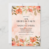 Invitation Watercolor Floral 50e fête d'anniversaire (Devant)