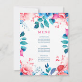 Invitation Watercolor Floral 90th Birthday Program Menu (Dos)