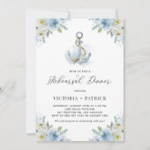 Invitation Watercolor Floral Anchor Nautical Rehearsal Dinner (Devant)