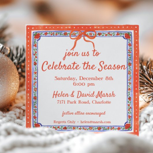 Invitation Watercolor Floral Block Imprimer Noël