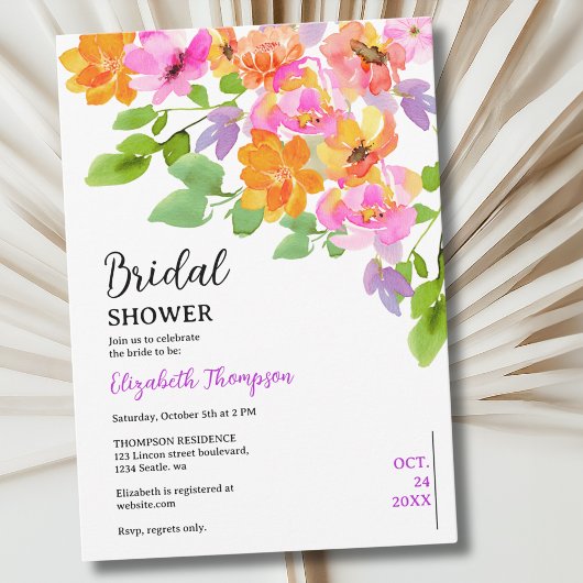 Invitation Watercolor Floral Boho Fall Bridal Shower