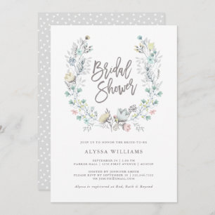 Invitation Watercolor Floral Botanique Wreath FÊTE DES MARI