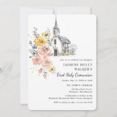 Invitation Watercolor Floral Church First Holy Communion (Devant)