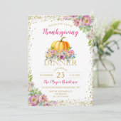 Invitation Watercolor Floral Citrouille Thanksgiving Invitati (Debout devant)