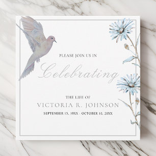 Invitation Watercolor Floral Dove Célébration de la vie