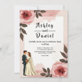 Invitation Watercolor Floral Dusty Blush Pink Couple Wedding (Devant)