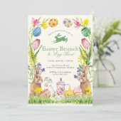 Invitation Watercolor Floral Easter Brunch Egg Bunny Teapot (Debout devant)