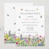 Invitation Watercolor Floral Engagement Party (Devant / Derrière)