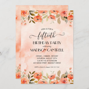 Invitation Watercolor Floral fête d'anniversaire