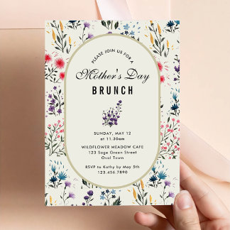 Invitation Watercolor Floral Fête des mères Brunch Party