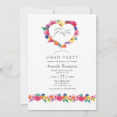 Invitation Watercolor Floral Fiesta Graduation Party (Devant)