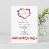 Invitation Watercolor Floral Fiesta Graduation Party (Debout devant)