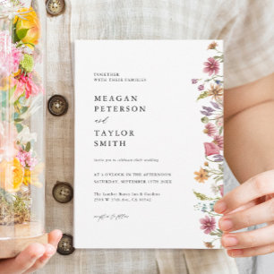Invitation Watercolor Floral Fleur sauvage Jardin Mariage
