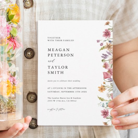 Invitation Watercolor Floral Fleur sauvage Jardin Mariage