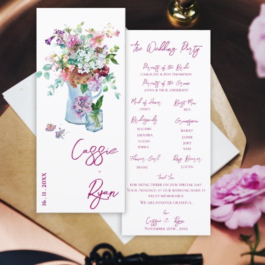 Invitation Watercolor Floral Fleur sauvage Wedding Party Prog