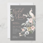 Invitation Watercolor Floral Garden Fête des mariées Peacock (Devant)