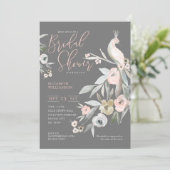 Invitation Watercolor Floral Garden Fête des mariées Peacock (Debout devant)