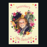 Invitation Watercolor Floral Heart Wreath 18th Birthday Photo<br><div class="desc">L'carte photo de 18e anniversaire de Floral watercolor girl, d'invitations plates pour les adolescentes qui ont 18 ans / 18 ans- peut être utilisé pour tous les anniversaires d'âge. Elégante, personnalisée, colorée aquarelle peinture des coeurs floraux couronnes à fleurs ajoutez votre propre modèle invitation photo, avec de belles photos, modernes,...</div>