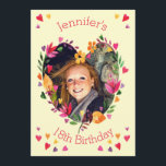Invitation Watercolor Floral Heart Wreath 18th Birthday Photo<br><div class="desc">L'carte photo de 18e anniversaire de Floral watercolor girl, d'invitations plates pour les adolescentes qui ont 18 ans / 18 ans- peut être utilisé pour tous les anniversaires d'âge. Elégante, personnalisée, colorée aquarelle peinture des coeurs floraux couronnes à fleurs ajoutez votre propre modèle invitation photo, avec de belles photos, modernes,...</div>