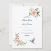 Invitation Watercolor Floral Hummingbird Seersucker Wedding (Devant)
