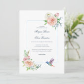Invitation Watercolor Floral Hummingbird Seersucker Wedding (Debout devant)