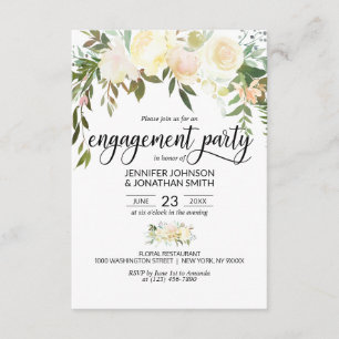 Invitation Watercolor Floral Ivory Engagement Party 3.5"x5"