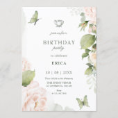 Invitation Watercolor floral leaves birthday (Devant)