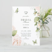Invitation Watercolor floral leaves bridal shower (Debout devant)
