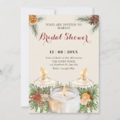 Invitation Watercolor floral leaves candles bridal shower (Devant)