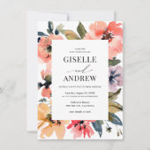 Invitation Watercolor Floral Mariage Website QR (Devant)