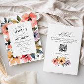 Invitation Watercolor Floral Mariage Website QR