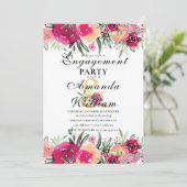 Invitation Watercolor Floral Pink Engagement Party (Debout devant)