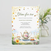 Invitation Watercolor Floral Rustic Garden Tea Party Annivers (Debout devant)
