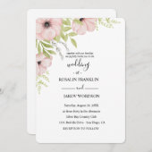 Invitation watercolor floral rustic wedding (Devant / Derrière)
