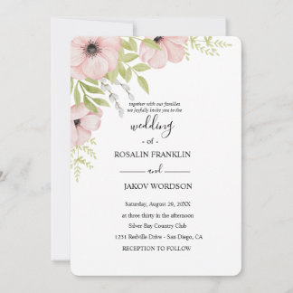 Invitation watercolor floral rustic wedding 