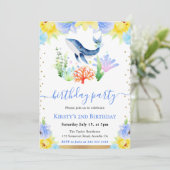 Invitation Watercolor Floral sous-marin Baleine fête d'annive (Debout devant)